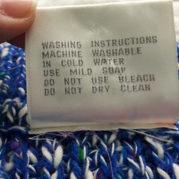 Vintage 80s Blue Marbled Sweater Mock neck Sz. M - Picture 5 of 7